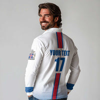 Custom Iceland Football Long Sleeve Polo Shirt White with Flag Style