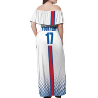 Custom Iceland Football Off Shoulder Maxi Dress White with Flag Style