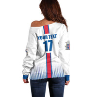 Custom Iceland Football Off Shoulder Sweater White with Flag Style
