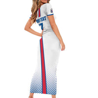 Custom Iceland Football Short Sleeve Bodycon Dress White with Flag Style