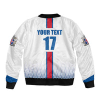 Custom Iceland Football Sleeve Zip Bomber Jacket White with Flag Style
