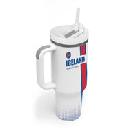 Custom Iceland Football Tumbler With Handle White with Flag Style