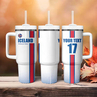Custom Iceland Football Tumbler With Handle White with Flag Style