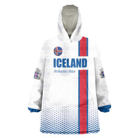 Custom Iceland Football Wearable Blanket Hoodie White with Flag Style
