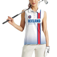 Custom Iceland Football Women Sleeveless Polo Shirt White with Flag Style