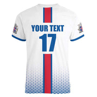 Custom Iceland Football Women V-Neck T-Shirt White with Flag Style