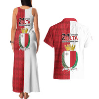 Malta Independence Day Couples Matching Tank Maxi Dress and Hawaiian Shirt Flag Style with Coat of Arms