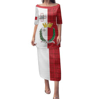 Malta Independence Day Family Matching Puletasi and Hawaiian Shirt Flag Style with Coat of Arms