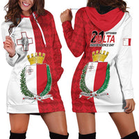 Malta Independence Day Hoodie Dress Flag Style with Coat of Arms