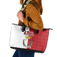 Malta Independence Day Leather Tote Bag Flag Style with Coat of Arms