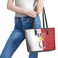 Malta Independence Day Leather Tote Bag Flag Style with Coat of Arms