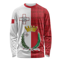 Malta Independence Day Long Sleeve Shirt Flag Style with Coat of Arms