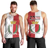 Malta Independence Day Men Tank Top Flag Style with Coat of Arms