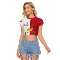 Malta Independence Day Raglan Cropped T Shirt Flag Style with Coat of Arms