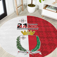 Malta Independence Day Round Carpet Flag Style with Coat of Arms
