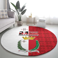 Malta Independence Day Round Carpet Flag Style with Coat of Arms
