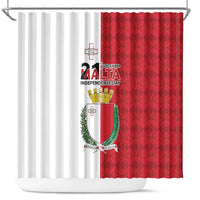 Malta Independence Day Shower Curtain Flag Style with Coat of Arms