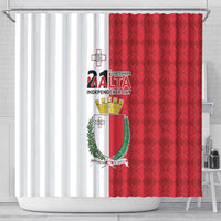 Malta Independence Day Shower Curtain Flag Style with Coat of Arms