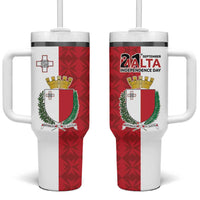 Malta Independence Day Tumbler With Handle Flag Style with Coat of Arms