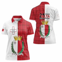 Malta Independence Day Women Polo Shirt Flag Style with Coat of Arms