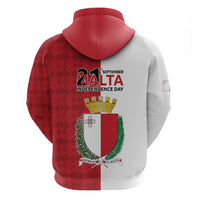 Malta Independence Day Zip Hoodie Flag Style with Coat of Arms