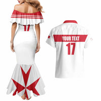 Custom Malta Rugby Couples Matching Mermaid Dress and Hawaiian Shirt Maltese Cross