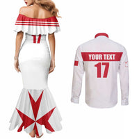 Custom Malta Rugby Couples Matching Mermaid Dress and Long Sleeve Button Shirt Maltese Cross