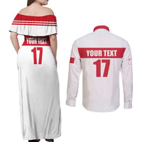 Custom Malta Rugby Couples Matching Off Shoulder Maxi Dress and Long Sleeve Button Shirt Maltese Cross