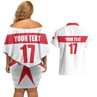 Custom Malta Rugby Couples Matching Off Shoulder Short Dress and Hawaiian Shirt Maltese Cross