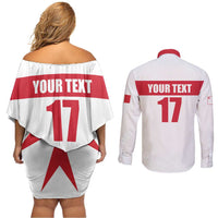 Custom Malta Rugby Couples Matching Off Shoulder Short Dress and Long Sleeve Button Shirt Maltese Cross