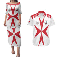 Custom Malta Rugby Couples Matching Puletasi and Hawaiian Shirt Maltese Cross