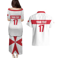 Custom Malta Rugby Couples Matching Puletasi and Hawaiian Shirt Maltese Cross