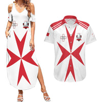 Custom Malta Rugby Couples Matching Summer Maxi Dress and Hawaiian Shirt Maltese Cross