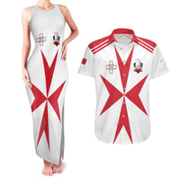 Custom Malta Rugby Couples Matching Tank Maxi Dress and Hawaiian Shirt Maltese Cross