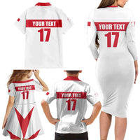 Custom Malta Rugby Family Matching Long Sleeve Bodycon Dress and Hawaiian Shirt Maltese Cross
