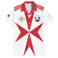 Custom Malta Rugby Family Matching Off The Shoulder Long Sleeve Dress and Hawaiian Shirt Maltese Cross