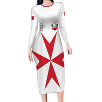 Custom Malta Rugby Long Sleeve Bodycon Dress Maltese Cross