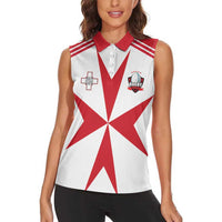 Custom Malta Rugby Women Sleeveless Polo Shirt Maltese Cross