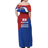 Russia 23th February Off Shoulder Maxi Dress Defender of the Fatherland Day LT17 - Wonder Print Shop