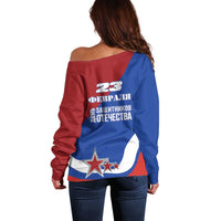 Russia 23th February Off Shoulder Sweater Defender of the Fatherland Day LT17 - Wonder Print Shop
