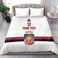 Custom Latvia Ice Hockey Champions Bedding Set Come on Latvija White style