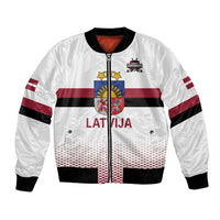 Custom Latvia Ice Hockey Champions Bomber Jacket Come on Latvija White style