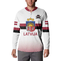Custom Latvia Ice Hockey Champions Button Sweatshirt Come on Latvija White style