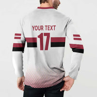Custom Latvia Ice Hockey Champions Button Sweatshirt Come on Latvija White style