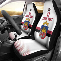 Custom Latvia Ice Hockey Champions Car Seat Cover Come on Latvija White style