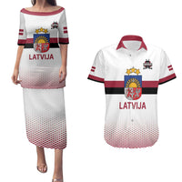Custom Latvia Ice Hockey Champions Couples Matching Puletasi and Hawaiian Shirt Come on Latvija White style