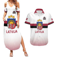 Custom Latvia Ice Hockey Champions Couples Matching Summer Maxi Dress and Hawaiian Shirt Come on Latvija White style
