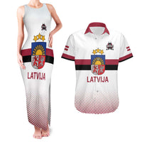 Custom Latvia Ice Hockey Champions Couples Matching Tank Maxi Dress and Hawaiian Shirt Come on Latvija White style