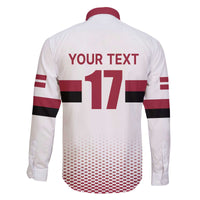 Custom Latvia Ice Hockey Champions Family Matching Off The Shoulder Long Sleeve Dress and Hawaiian Shirt Come on Latvija White style