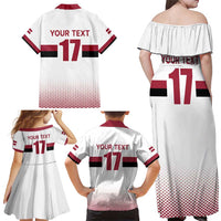 Custom Latvia Ice Hockey Champions Family Matching Off Shoulder Maxi Dress and Hawaiian Shirt Come on Latvija White style